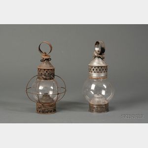 Two Glass and Tin Onion Lanterns