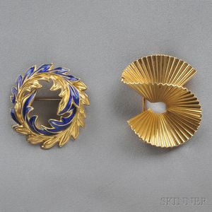 Two Gold Brooches, One Tiffany & Co.