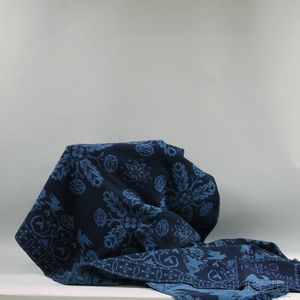 Two-tone Blue Woven Wool Coverlet