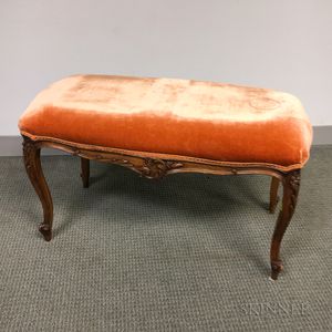 Louis XV-style Carved and Upholstered Walnut Banquette