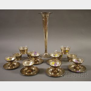 Two Sets of Six Gorham Desserts with Colorless Glass Inserts