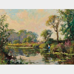 Wayne Beam Morrell (American, 1923-2013) Old Fishing Pond