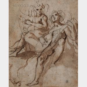 Attributed to Prospero Fontana (Italian, 1512-1597) Two Music-making Angels