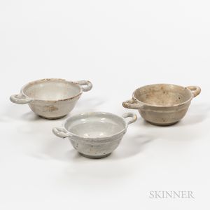 Three Tin-glazed Handled Bowls