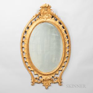 George III-style Carved Gilt-gesso Oval Mirror