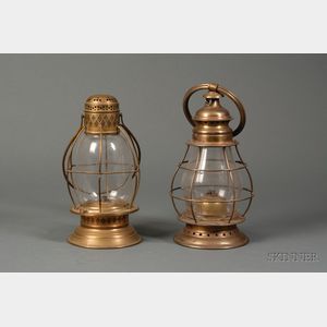 Two Brass and Glass Lanterns