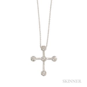 18kt White Gold and Diamond Cross and Chain, Pasquale Bruni