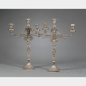 Pair of Victorian Electroplate Convertible Three Light Candelabra