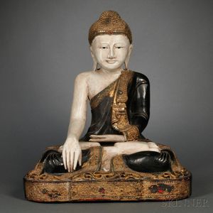 Inlaid Lacquered Wood Figure of Buddha