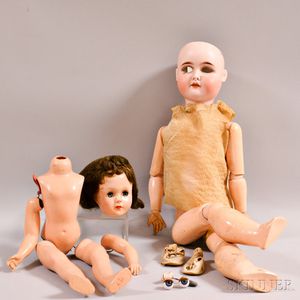 German Bisque Head Doll and a Composition Doll