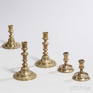 Five French Table and Lantern Candlesticks
