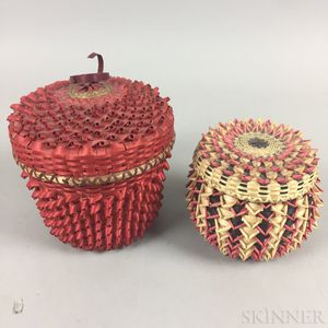 Two Contemporary Lidded Ash Baskets
