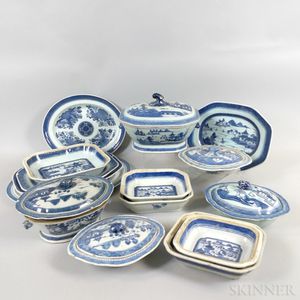 Sixteen Canton Porcelain Serving Pieces