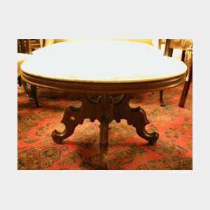 Victorian White Marble-top Walnut Low Table.