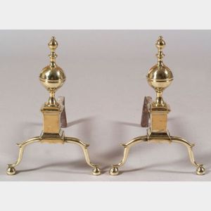 Brass and Iron Ball-top Andirons