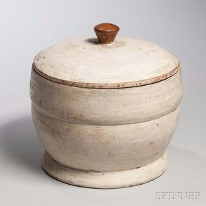 White-painted Treen Lidded Container