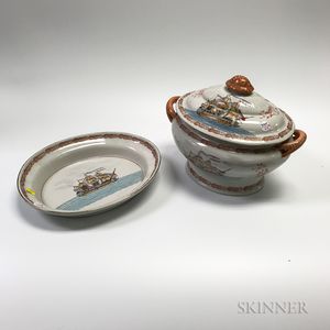 Chinese Export-style Ceramic Covered Tureen and Underplate