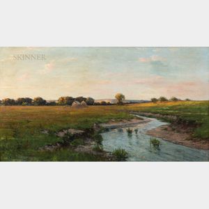 Frank Charles Peyraud (American, 1858-1948) Landscape with Haystacks