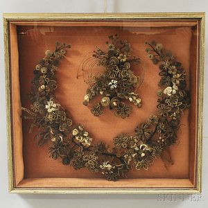 Framed Victorian Hair Memorial Wreath