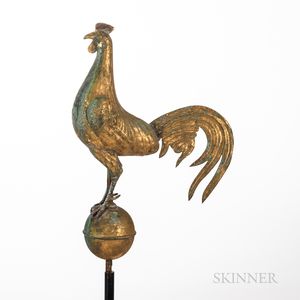 Small Molded Copper Gamecock Weathervane