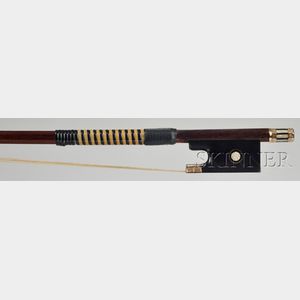 English Chased Gold Mounted Violin Bow, Samuel Allen for W.E. Hill & Sons, c. 1880