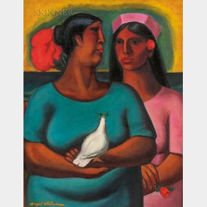 Angel Chávez (Peruvian, 1929-1995) Two Women with a Dove