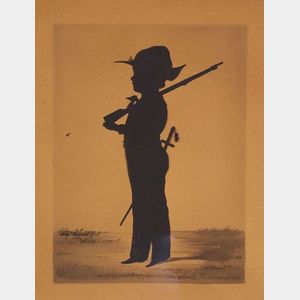 Auguste Edouart (American, 1789-1861) Full-length Silhouette Portrait of a Boy Outfitted in a Soldier's Uniform.