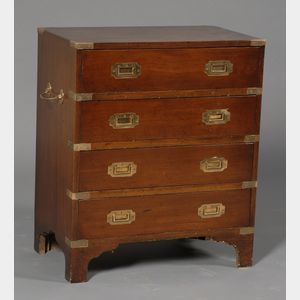 British Campaign Style Brass Mounted Diminutive Four Drawer Chest