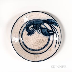 Dedham Pottery Lobster and Crab Plate
