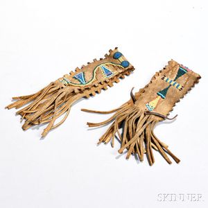 Pair of Plains Beaded Hide Armbands