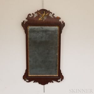 Chippendale Carved and Parcel-gilt Mahogany Scroll-frame Mirror