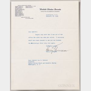Truman, Harry (1884-1972) Typed Letter Signed, 18 February 1939.