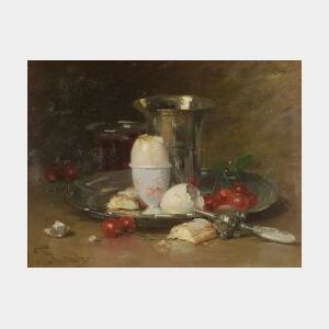 Jean-Frederic Couty (French, 1829-1904) Still Life with Tableware