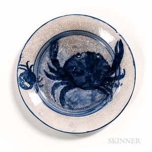 Dedham Pottery Crab Plate with Baby Crab
