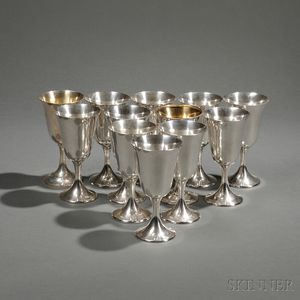 Twelve Assembled American Sterling Silver Goblets
