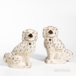 Pair of Large Staffordshire King Charles Spaniel Figures