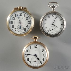 Three Elgin Open Face Pocket Watches