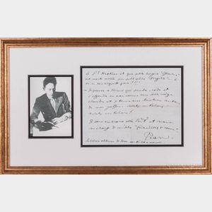 Cocteau, Jean (1889-1963) Autograph Letter Signed.