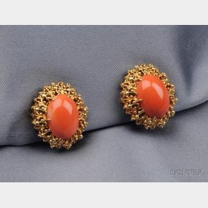 18kt Gold and Coral Earclips, Tiffany & Co.
