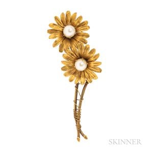 Antique Tiffany & Co. 18kt Gold Flower Brooch