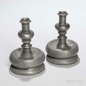 Pair of Continental Pewter Candlesticks