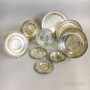 Nine Sterling Silver Plates