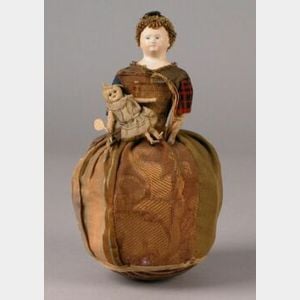 Early Papier-mache Rolly Dolly Doll