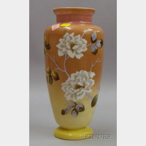 Late Victorian Hand-painted Japanese-style Floral Decorated Opaque Glass Vase