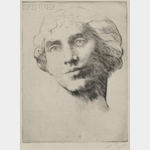 Alphonse Legros (French, 1837-1911) Tête de jeune femme