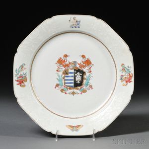 Large Chinese Export Porcelain Armorial Plate