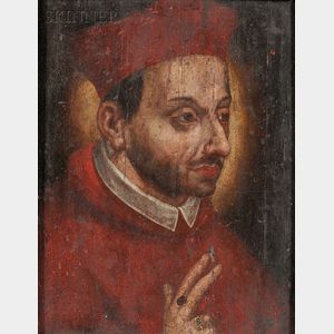 Spanish School, 16th Century Style Portrait Head of Cardinal Carolo Borromeo (1538-1584)