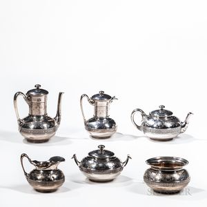Six-piece Tiffany & Co. Sterling Silver Tea Service with Monogram for the Wife of Louis Comfort Tiffany