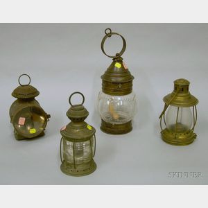 Four Glass and Metal Lanterns.