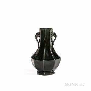 Chelsea Keramic Faceted Vase with Elephant Handles
